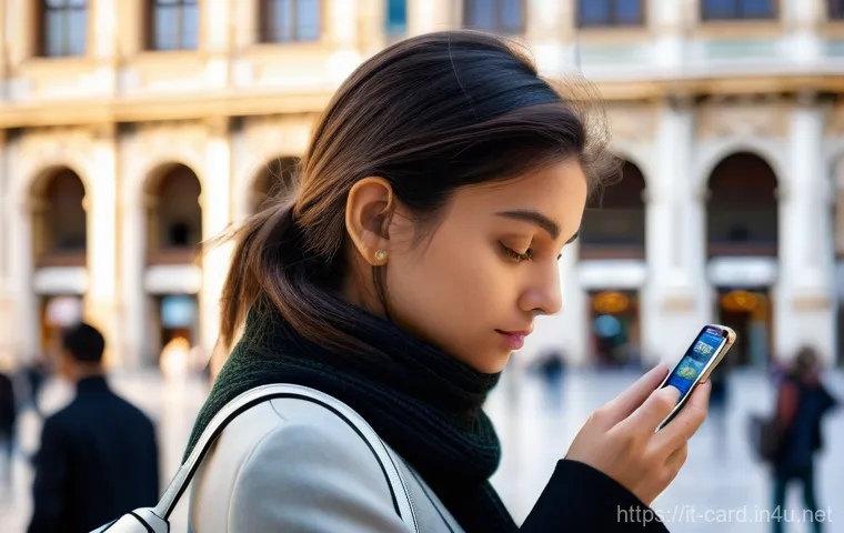 카드사별 고객센터 번호 - **Prompt 1: The Frustrated Search for Bank Contacts**
    A realistic photograph of a young Italian ...