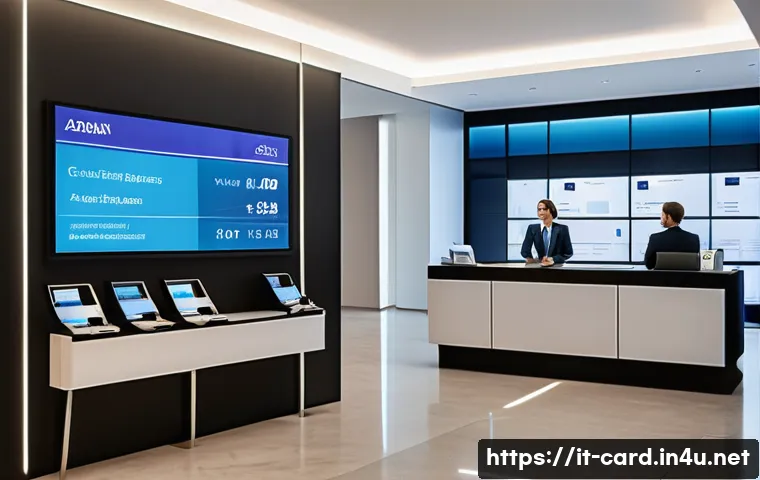 신용카드 현금서비스 이용 팁 - A modern Italian bank interior showing a customer consulting with a bank advisor at a sleek desk, di...