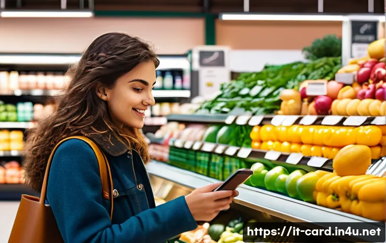체크카드 환급 방법 - A modern Italian grocery store interior bustling with customers shopping for fresh produce and packa...