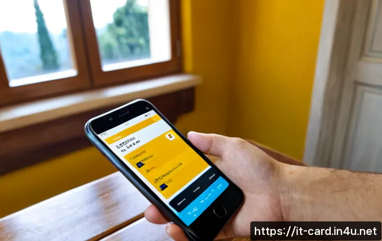 체크카드 사용 내역 확인 - Photorealistic close-up of an Italian adult reviewing debit card transaction history on a smartphone...